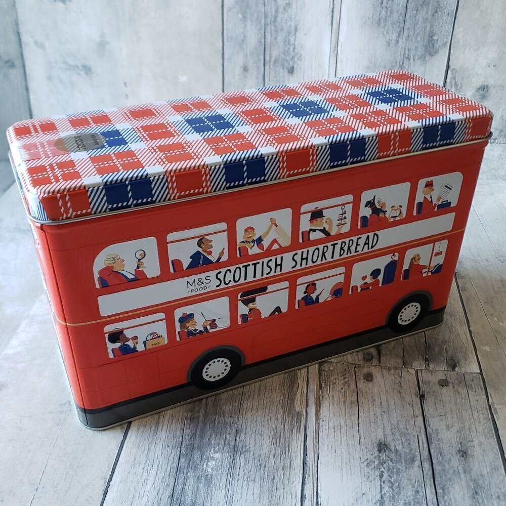 Marks and Spencer Red Bus Shortbread Empty Tin